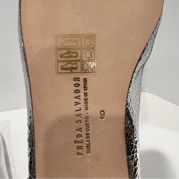 Freda Salvador Jada Square Toe metallic Silver Leather Shoes Ballet Flat Size 9 - Picture 16 of 16